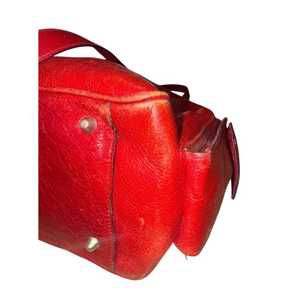 Vintage El Portal Red Leather XL Briefcase Tote Computer Bag Multi Pocket Work - Picture 13 of 16